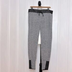 EVE GRAVEL Gray Knitted Joggers with Faux Leather Details